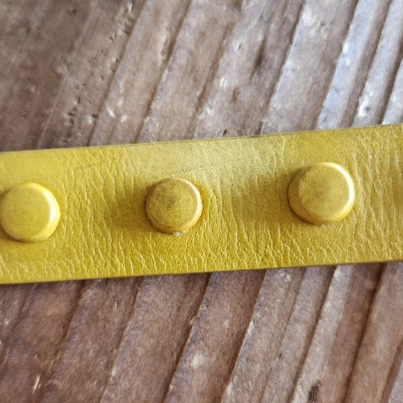 Jil Sander Genuine soft Leather saffron yellow studded belt Sz 80 Italy - Picture 9 of 10